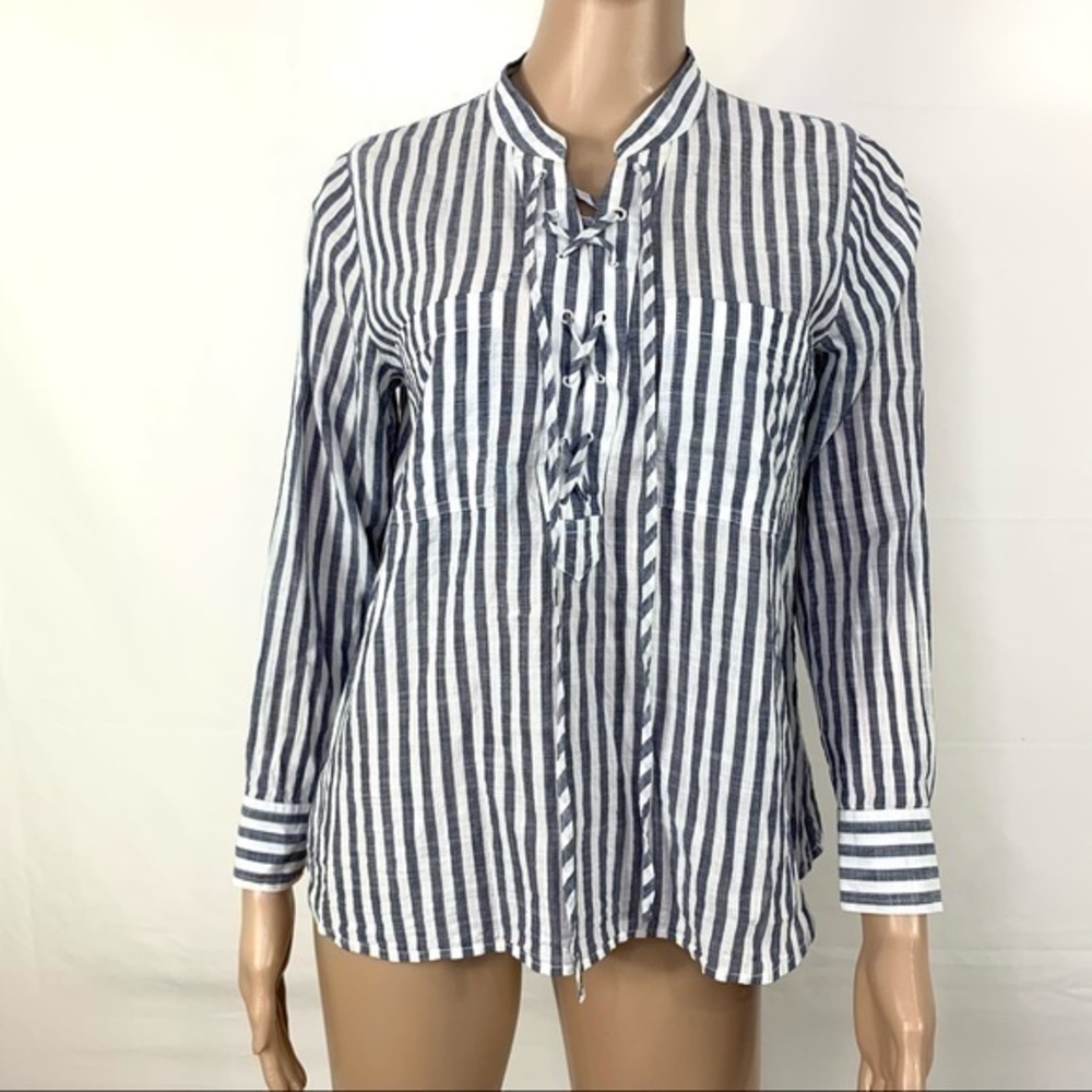 Madewell Women’s Top Shirt Striped White Gray S
